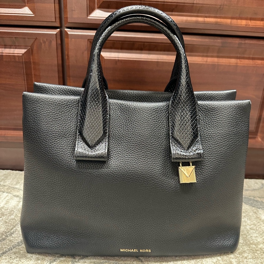 Michael Kors Black Pebbled Leather Satchel